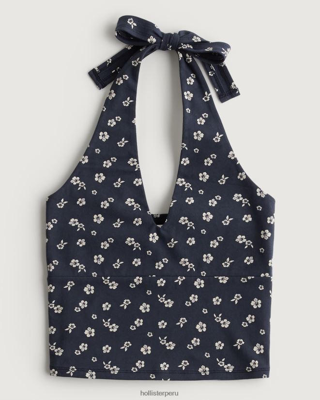 educación física Hollister camiseta sin mangas con cuello en V floral azul marino 086N62403 mujer tapas