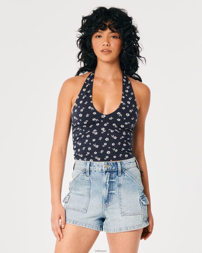 educación física Hollister camiseta sin mangas con cuello en V floral azul marino 086N62403 mujer tapas