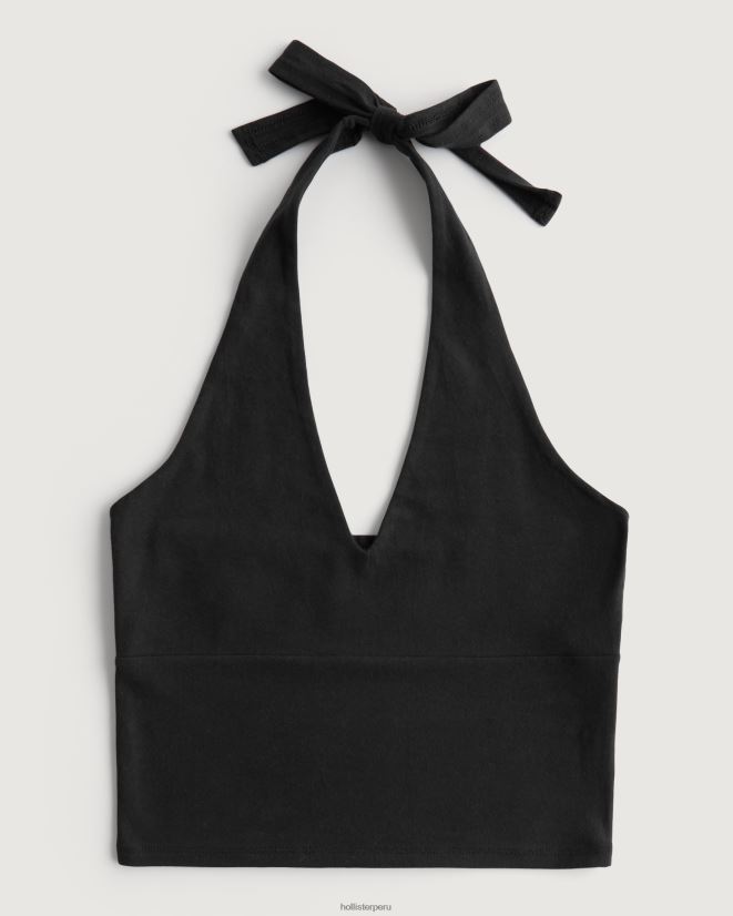educación física Hollister camiseta sin mangas con cuello en V negro 086N62129 mujer tapas
