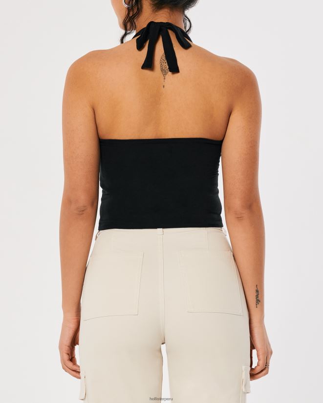 educación física Hollister camiseta sin mangas con cuello en V negro 086N62129 mujer tapas