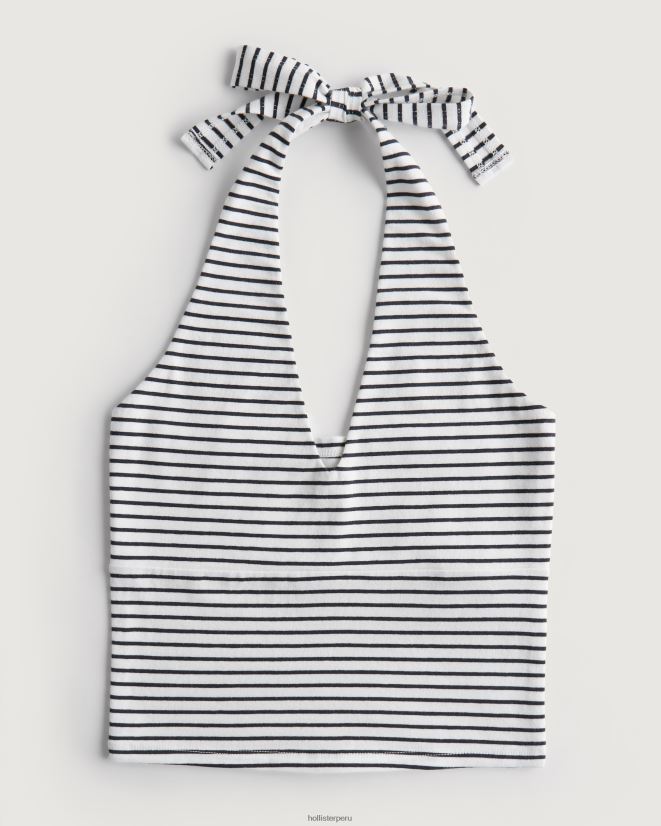 educación física Hollister camiseta sin mangas con cuello en V raya blanca 086N62380 mujer tapas