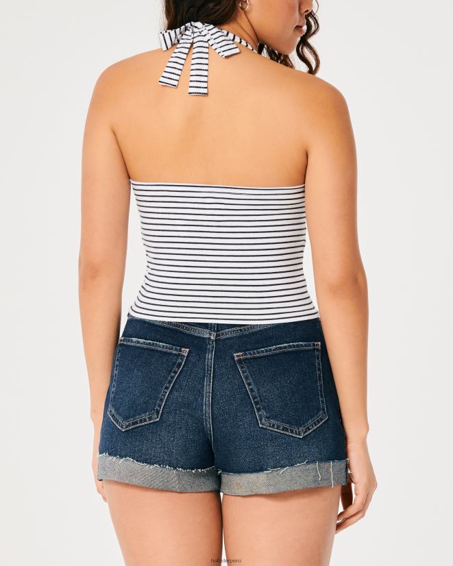 educación física Hollister camiseta sin mangas con cuello en V raya blanca 086N62380 mujer tapas