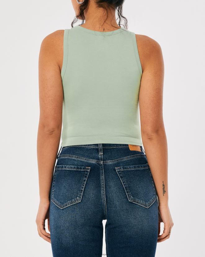 educación física Hollister camiseta sin mangas con estampado de mariposa y cuello alto verde claro 086N62254 mujer tapas