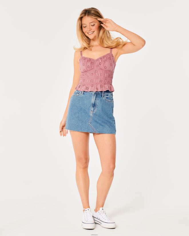 educación física Hollister camiseta sin mangas con ojales canalizados Rosa oscuro 086N62131 mujer tapas