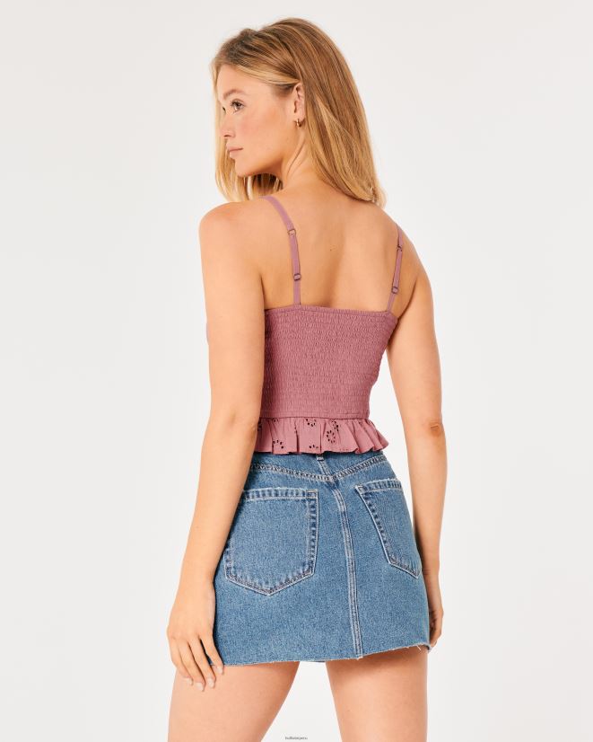 educación física Hollister camiseta sin mangas con ojales canalizados Rosa oscuro 086N62131 mujer tapas