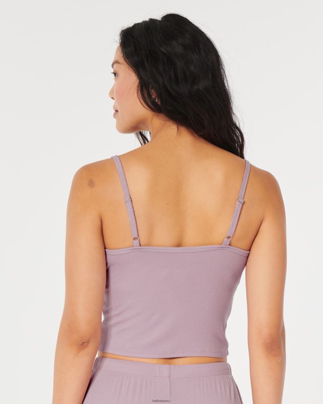 educación física Hollister camiseta sin mangas con ribete de encaje acanalado Gilly Hicks Rosa claro 086N62277 mujer tapas