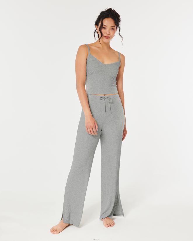 educación física Hollister camiseta sin mangas con ribete de encaje acanalado Gilly Hicks gris claro 086N62442 mujer fondos