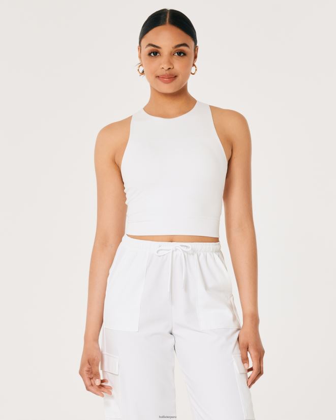 educación física Hollister camiseta sin mangas con tiras y cuello alto gilly hicks active recharge blanco 086N62202 mujer tapas