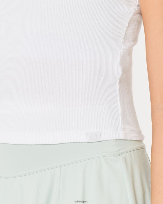 educación física Hollister camiseta sin mangas de algodón gilly hicks con cuello alto blanco 086N62181 mujer tapas