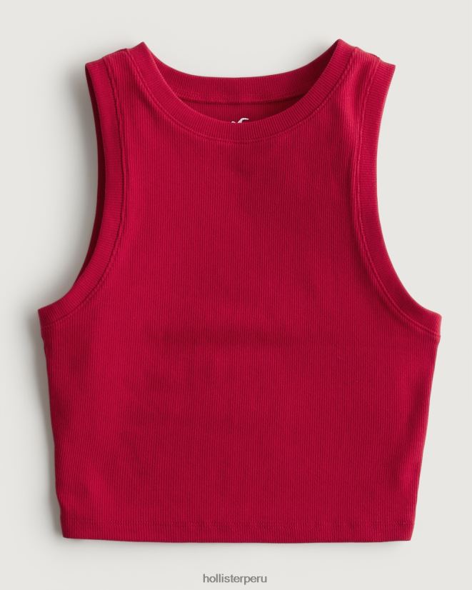 educación física Hollister camiseta sin mangas de canalé con cuello alto acanalado rojo 086N62192 mujer tapas