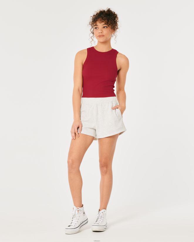 educación física Hollister camiseta sin mangas de canalé con cuello alto acanalado rojo 086N62192 mujer tapas