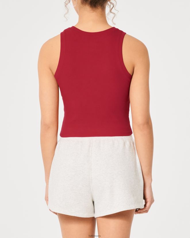 educación física Hollister camiseta sin mangas de canalé con cuello alto acanalado rojo 086N62192 mujer tapas