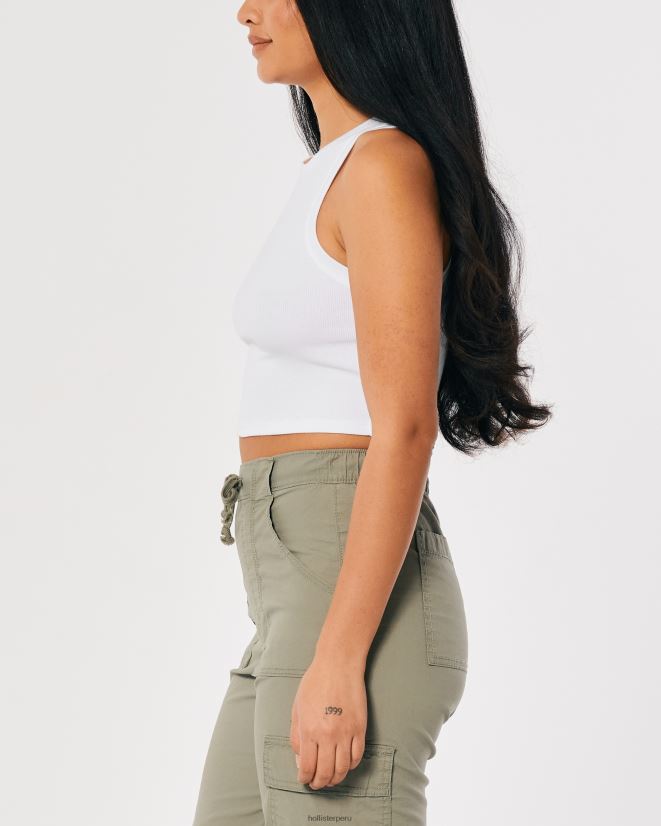 educación física Hollister camiseta sin mangas de canalé con cuello alto blanco 086N6217 mujer tapas