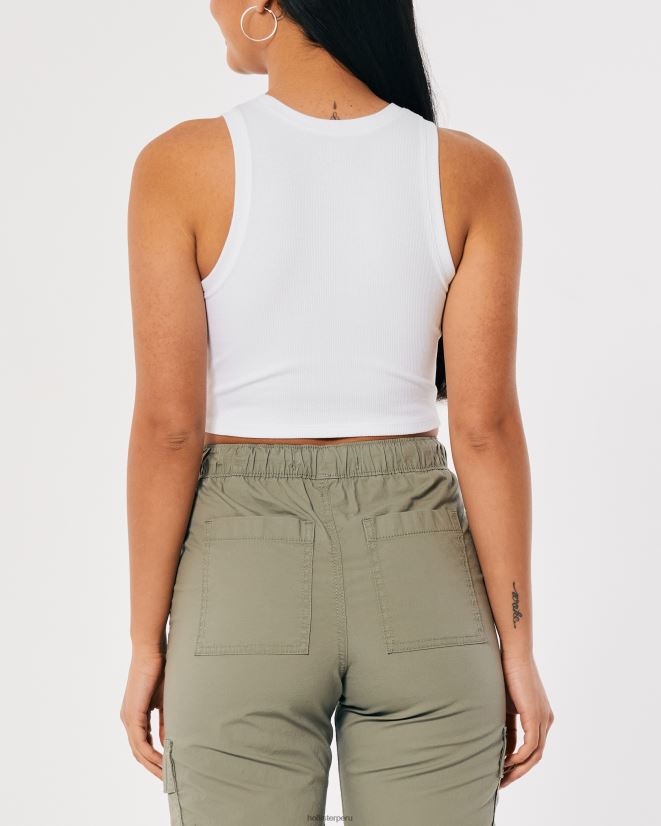 educación física Hollister camiseta sin mangas de canalé con cuello alto blanco 086N6217 mujer tapas