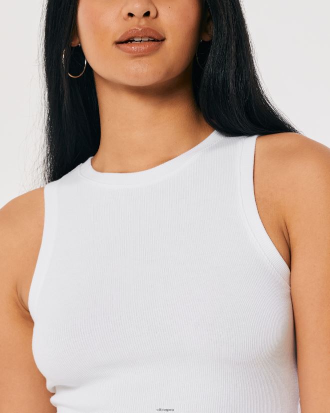 educación física Hollister camiseta sin mangas de canalé con cuello alto blanco 086N6217 mujer tapas