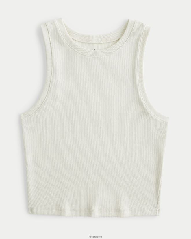 educación física Hollister camiseta sin mangas de canalé con cuello alto crema 086N6243 mujer tapas