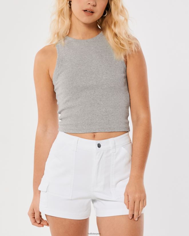 educación física Hollister camiseta sin mangas de canalé con cuello alto cuero gris 086N6291 mujer tapas