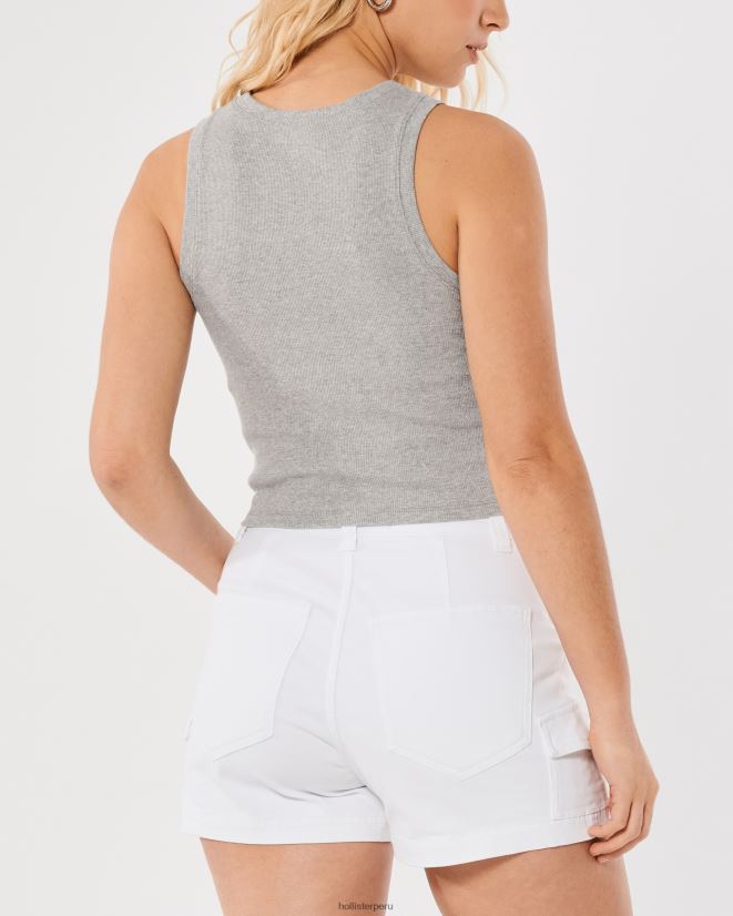 educación física Hollister camiseta sin mangas de canalé con cuello alto cuero gris 086N6291 mujer tapas