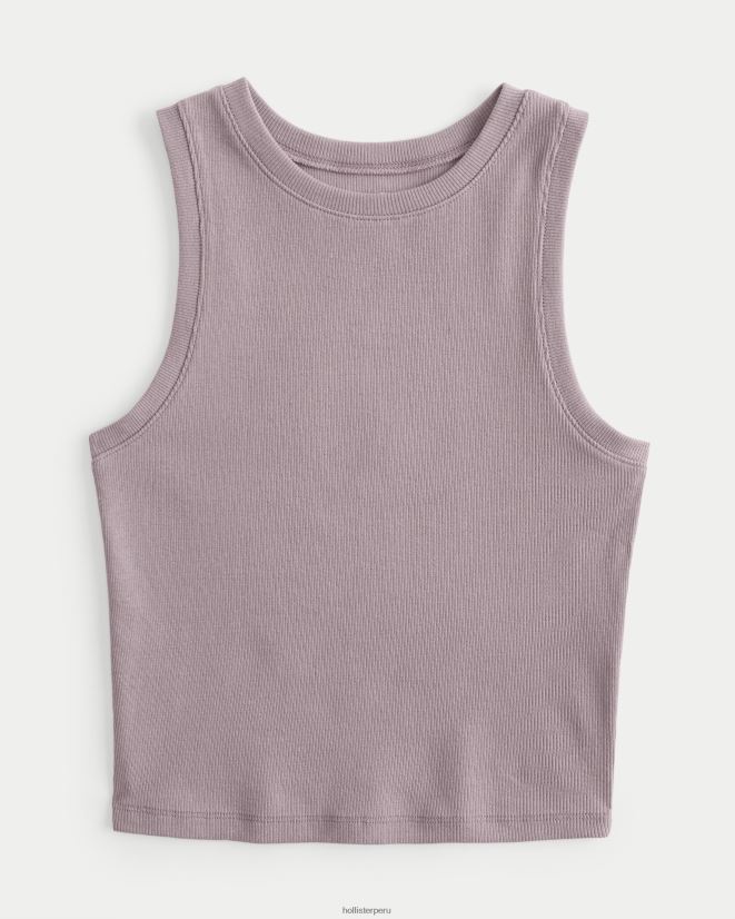 educación física Hollister camiseta sin mangas de canalé con cuello alto gris púrpura 086N6250 mujer tapas