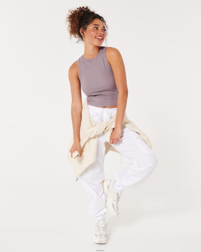 educación física Hollister camiseta sin mangas de canalé con cuello alto gris púrpura 086N6250 mujer tapas