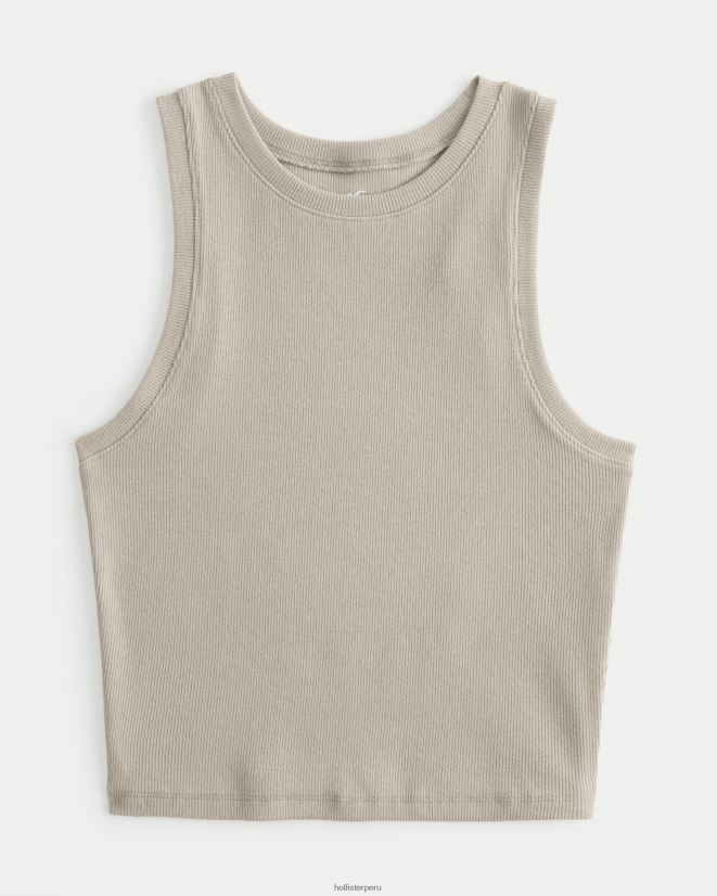 educación física Hollister camiseta sin mangas de canalé con cuello alto gris pardo 086N6255 mujer tapas