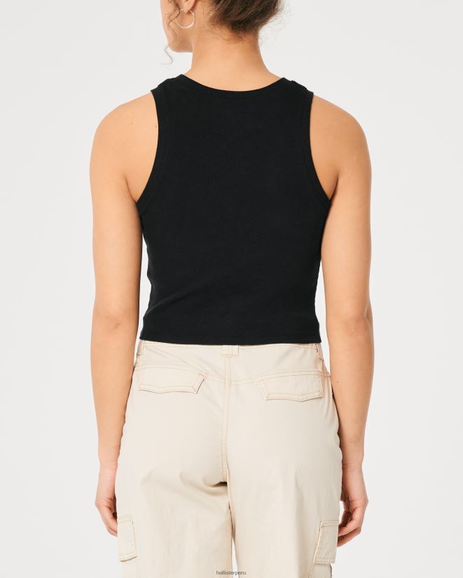 educación física Hollister camiseta sin mangas de canalé con cuello alto negro 086N6216 mujer tapas