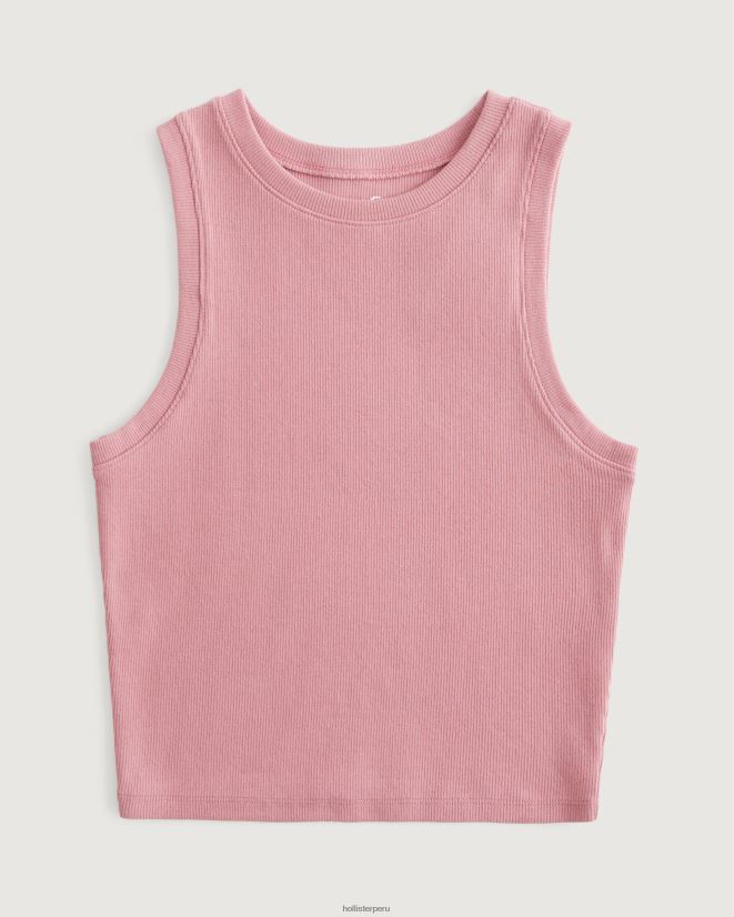 educación física Hollister camiseta sin mangas de canalé con cuello alto rosa 086N6235 mujer tapas