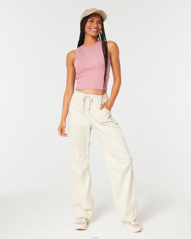 educación física Hollister camiseta sin mangas de canalé con cuello alto rosa 086N6235 mujer tapas