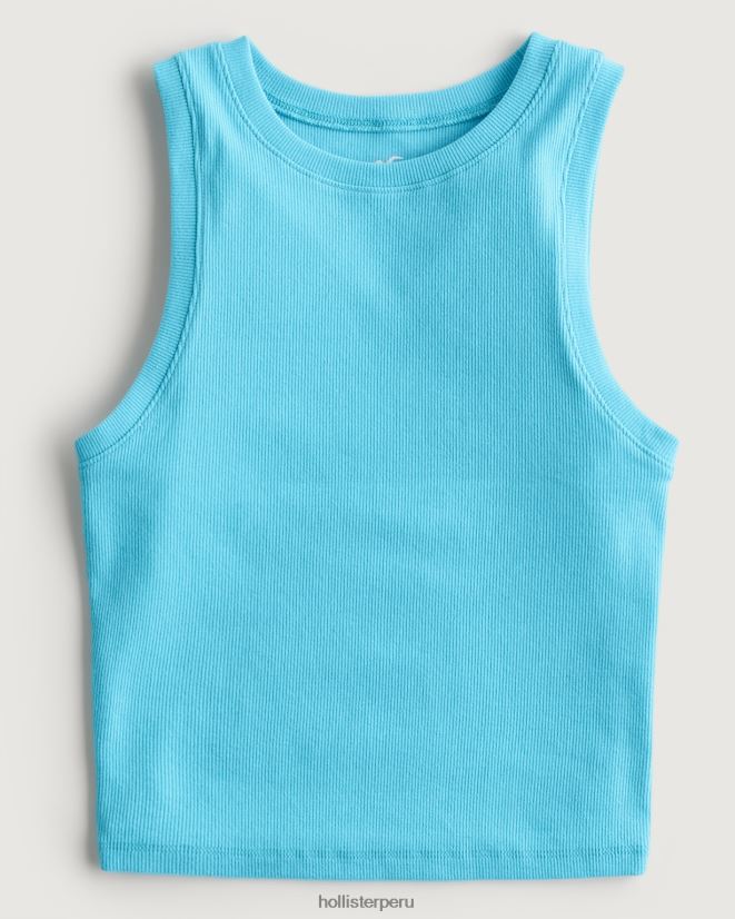 educación física Hollister camiseta sin mangas de canalé con cuello alto turquesa 086N62378 mujer tapas