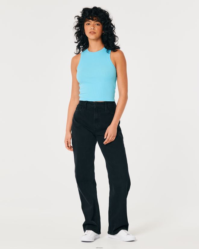 educación física Hollister camiseta sin mangas de canalé con cuello alto turquesa 086N62378 mujer tapas