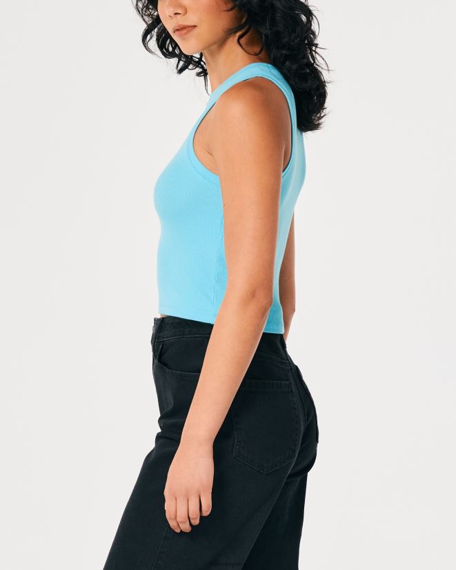 educación física Hollister camiseta sin mangas de canalé con cuello alto turquesa 086N62378 mujer tapas