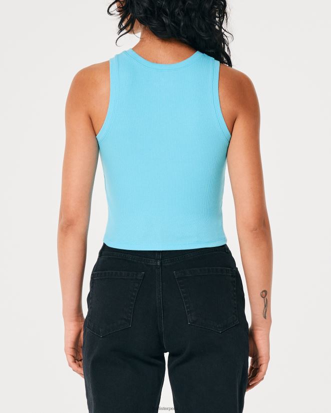 educación física Hollister camiseta sin mangas de canalé con cuello alto turquesa 086N62378 mujer tapas
