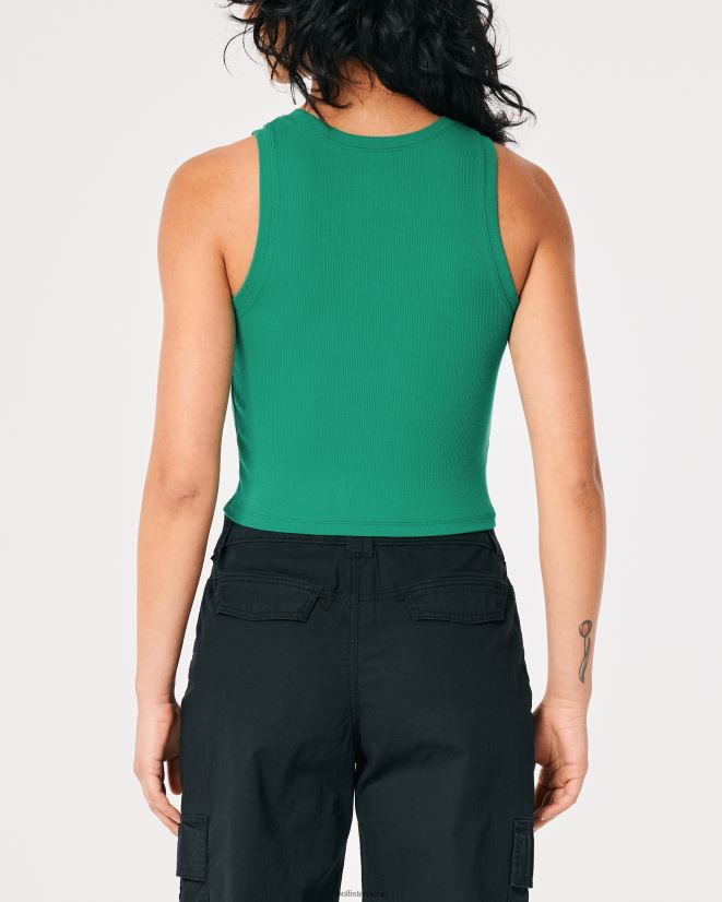educación física Hollister camiseta sin mangas de canalé con cuello alto verde 086N62395 mujer tapas