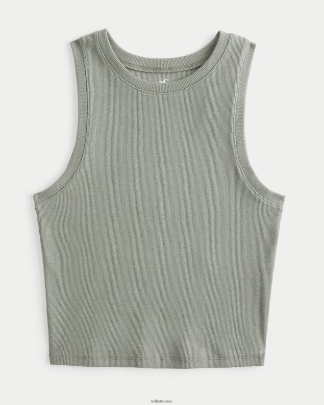 educación física Hollister camiseta sin mangas de canalé con cuello alto verde oliva 086N6249 mujer tapas
