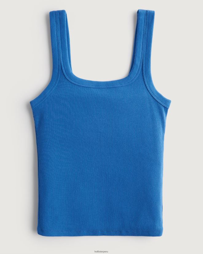 educación física Hollister camiseta sin mangas de canalé con cuello cuadrado azul 086N62282 mujer tapas