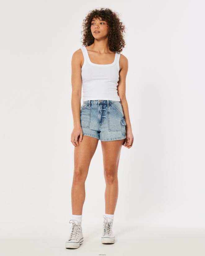 educación física Hollister camiseta sin mangas de canalé con cuello cuadrado blanco 086N62193 mujer tapas