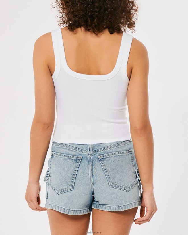 educación física Hollister camiseta sin mangas de canalé con cuello cuadrado blanco 086N62193 mujer tapas