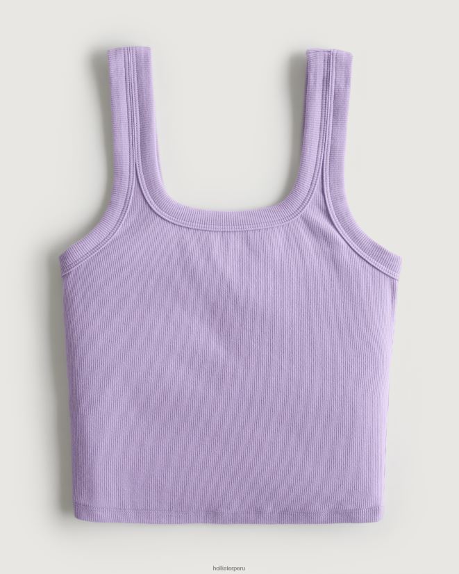educación física Hollister camiseta sin mangas de canalé con cuello cuadrado morado claro 086N62272 mujer tapas