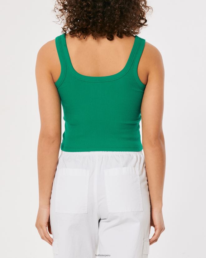 educación física Hollister camiseta sin mangas de canalé con cuello cuadrado verde 086N62273 mujer tapas