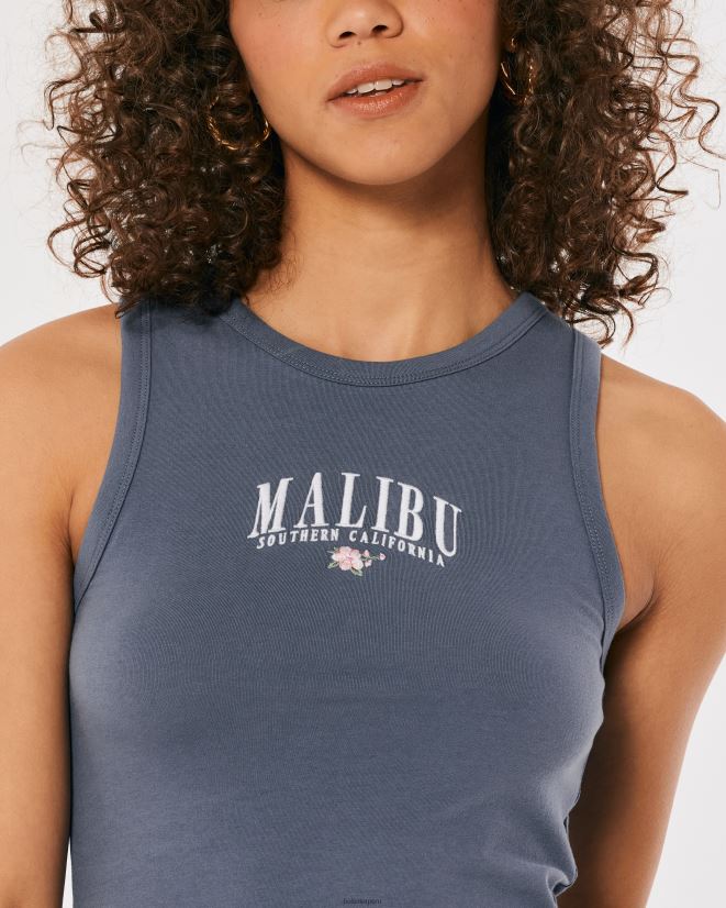 educación física Hollister camiseta sin mangas malibu con cuello alto azul 086N62261 mujer tapas