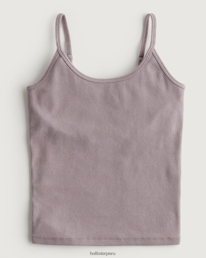 educación física Hollister camisola de canalé con escote redondo gris púrpura 086N62227 mujer tapas