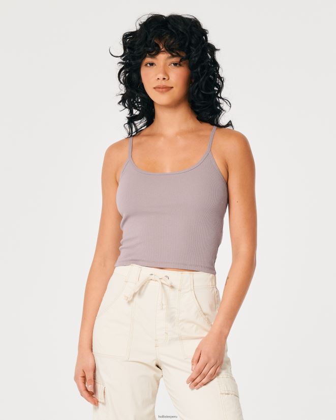 educación física Hollister camisola de canalé con escote redondo gris púrpura 086N62227 mujer tapas