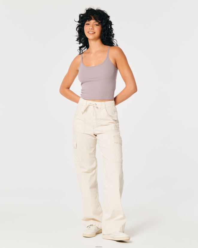 educación física Hollister camisola de canalé con escote redondo gris púrpura 086N62227 mujer tapas