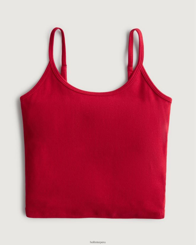 educación física Hollister camisola de canalé con escote redondo rojo 086N62194 mujer tapas