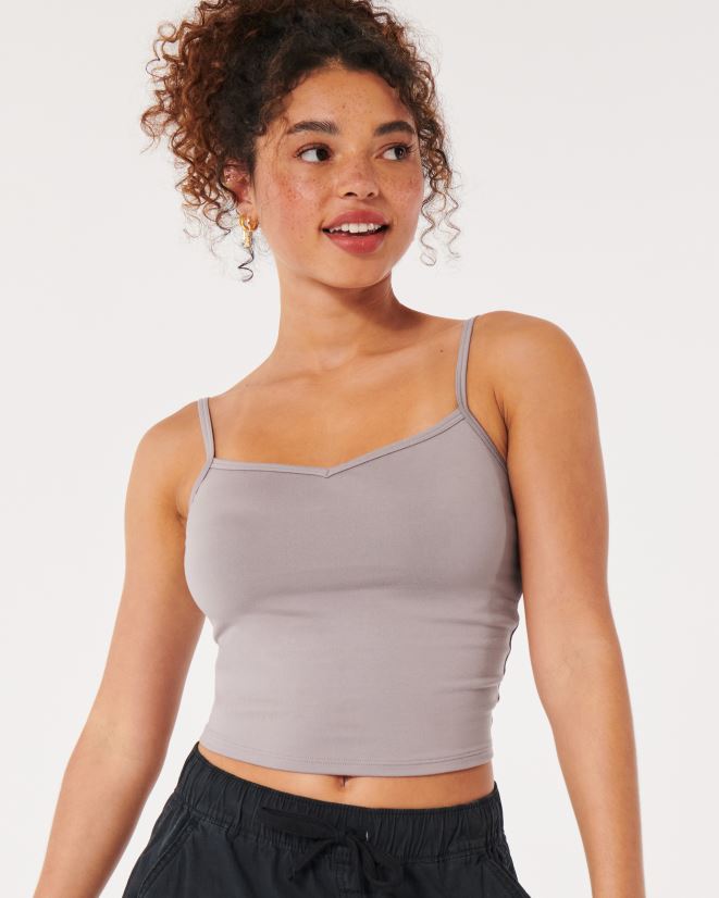 educación física Hollister camisola de tejido sin costuras con escote vertical gris púrpura 086N62382 mujer tapas