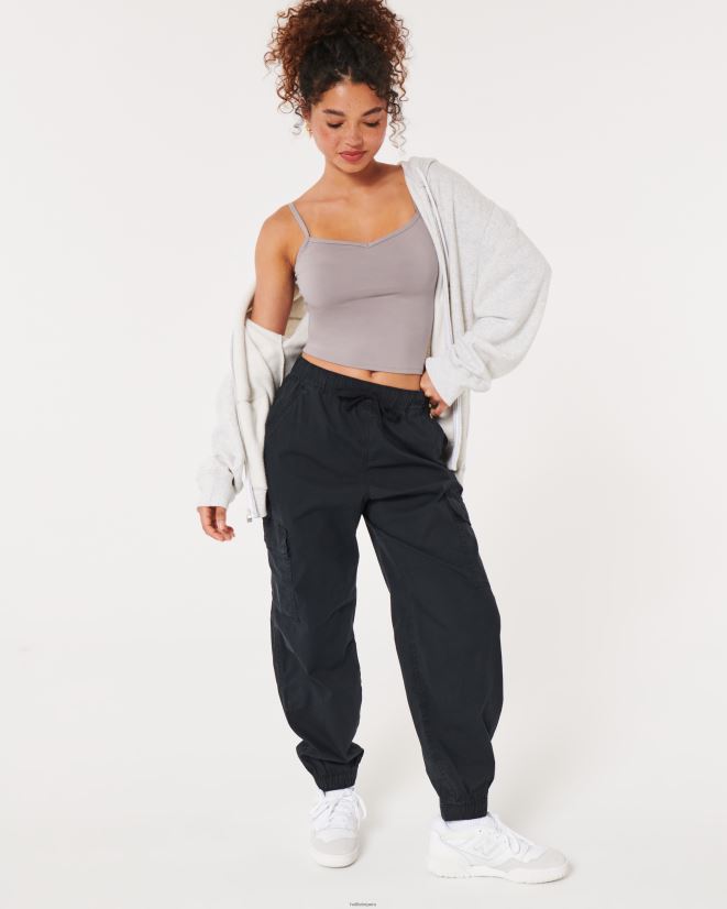 educación física Hollister camisola de tejido sin costuras con escote vertical gris púrpura 086N62382 mujer tapas