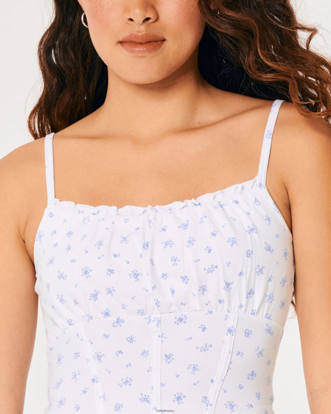 educación física Hollister corsé con busto fruncido flores blancas 086N62401 mujer tapas