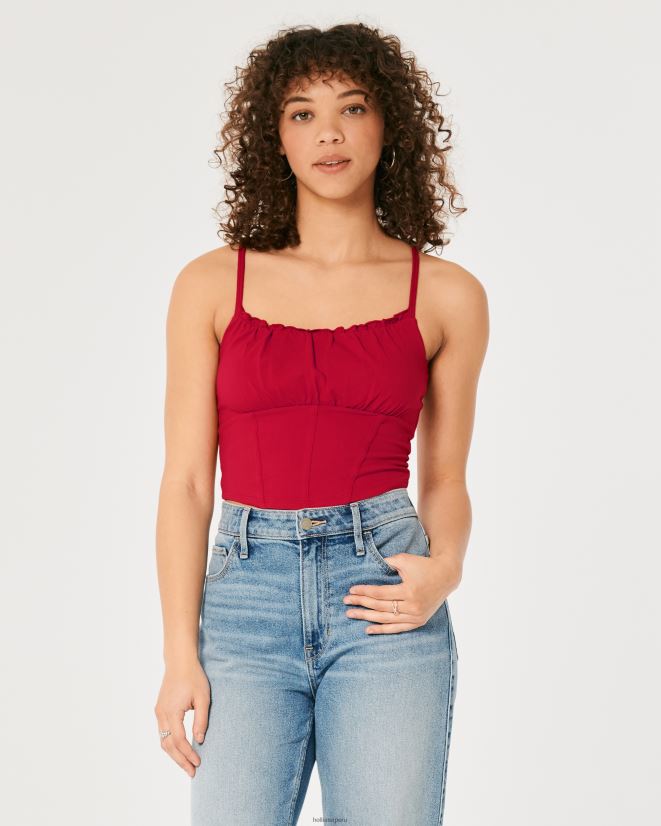 educación física Hollister corsé con busto fruncido rojo 086N62404 mujer tapas