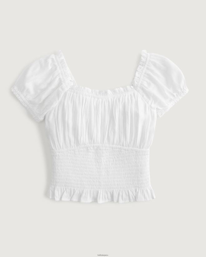 educación física Hollister parte superior de la cintura fruncida con hombros descubiertos o con hombros descubiertos blanco 086N62105 mujer tapas