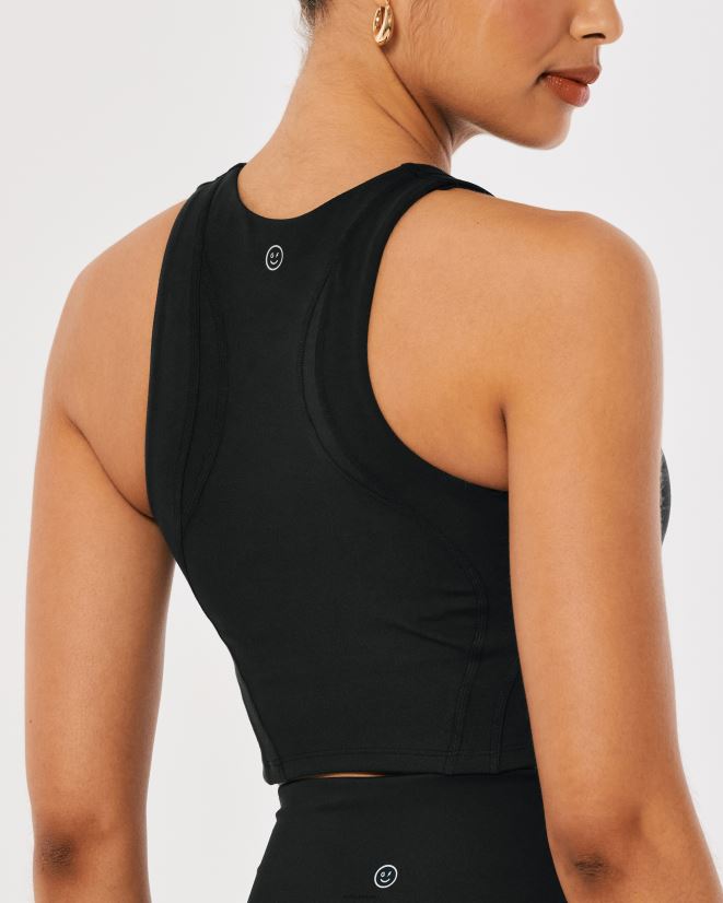 educación física Hollister tanque de cuello alto de recarga activa gilly hicks negro 086N62410 mujer tapas
